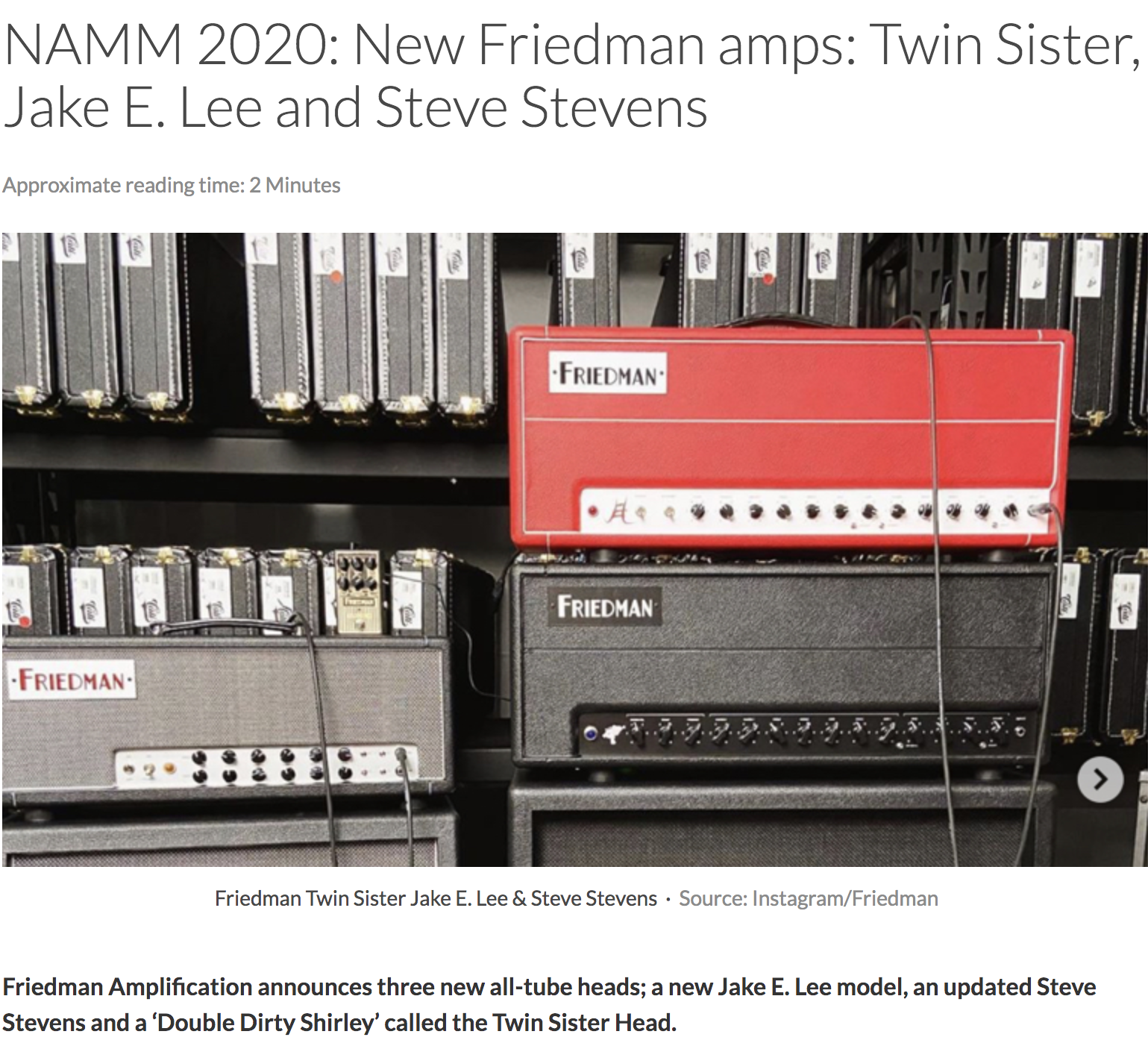 Friedman New Amps NAMM 2020