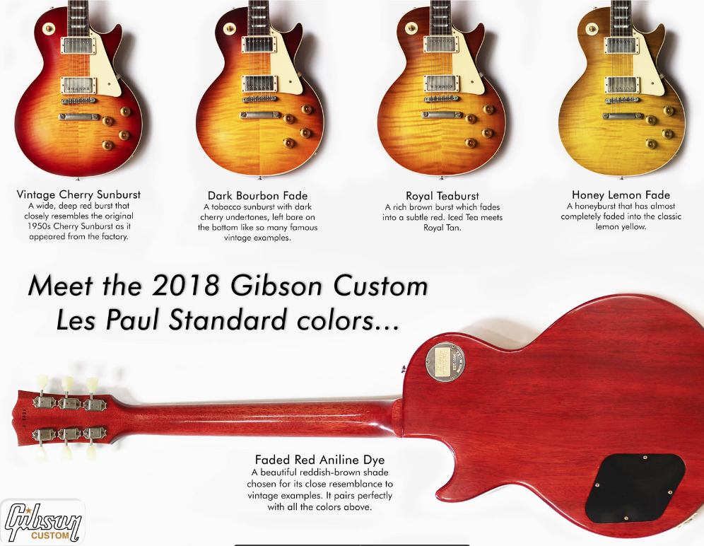 2018 Gibson Custom Les Paul Standard Colors