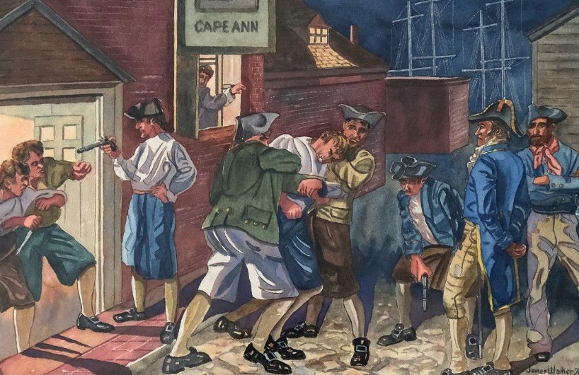 Postcard, Revolution Exhibit Art- Impressment Scene