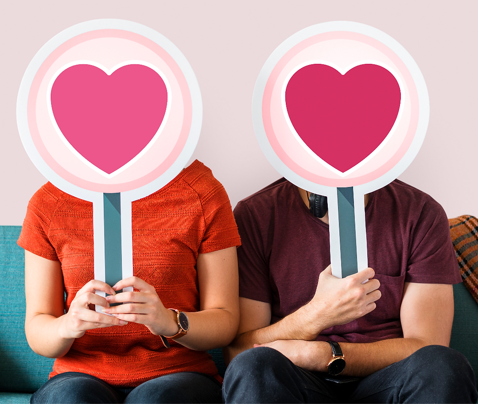 Diverse people sitting and holding emojis logos