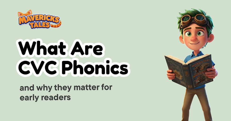 Cooper reading a book with CVC phonics words like cat, dog, and sun demonstrating how consonant vowel consonant words support early reading and phonics learning.