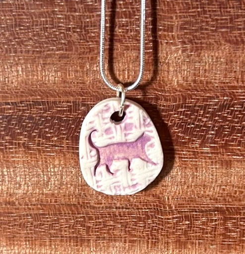 Thumbnail: Walking Cat Porcelain Pendant 