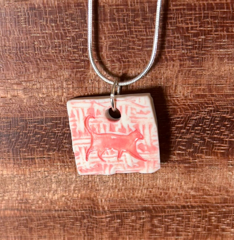Thumbnail: Walking Cat Porcelain Pendant 