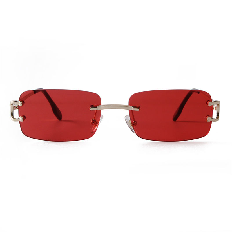 Thumbnail: Sunglasses For Women Rimless Square Blue Glasses 2025 Brand Design Metal Fashion