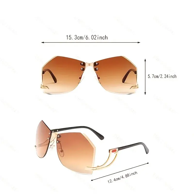 Thumbnail: 2025 New Irregular Rimless Sunglasses Women Brand Designer Alloy Frame Oversize 