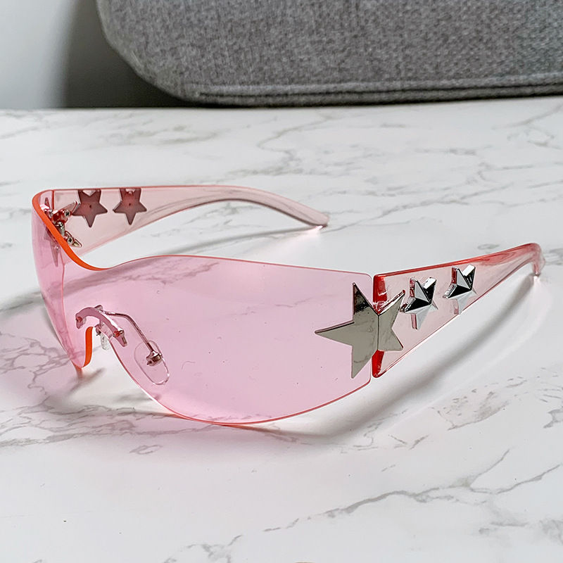 Thumbnail: New Women's Fashion Y2K Sunglasses Star Decorative Large Frame Sun Glasses Outdo