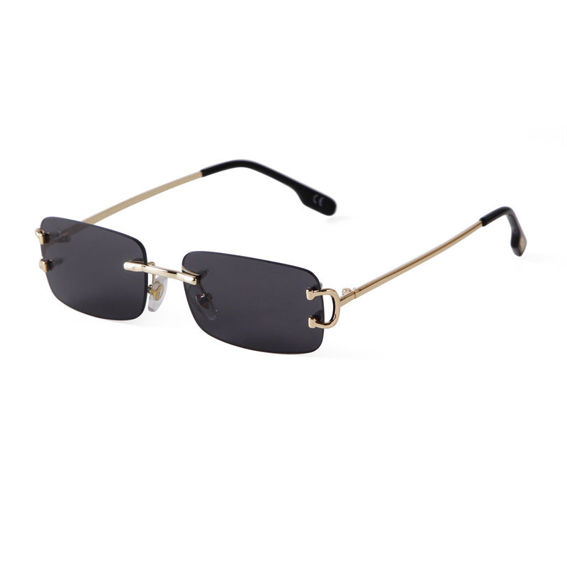 Thumbnail: Sunglasses For Women Rimless Square Blue Glasses 2025 Brand Design Metal Fashion