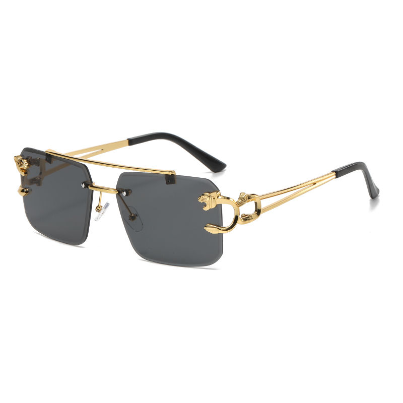 Thumbnail: Rectangle Sunglasses for Men Women Rimless Square Shade Eyewear Frameless Vintag