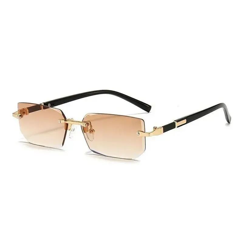 Thumbnail: Retro Sunglasses Men Brand Designer Fashion Rimless Sun Glasses Shades Cutting L
