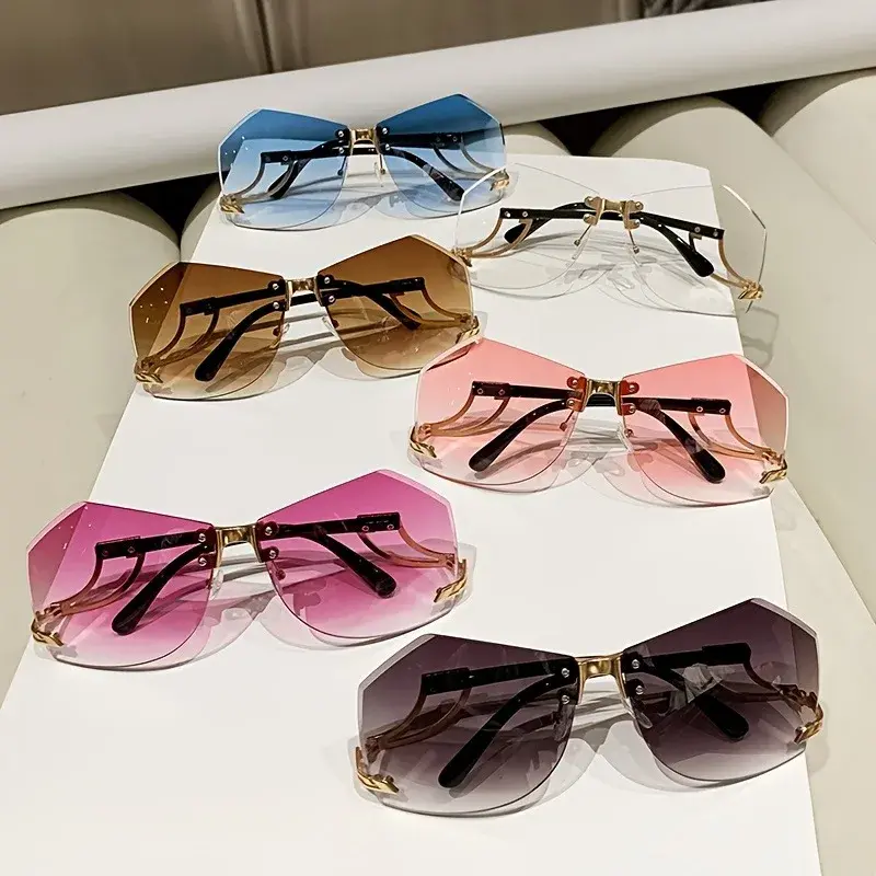 Thumbnail: 2025 New Irregular Rimless Sunglasses Women Brand Designer Alloy Frame Oversize 