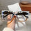 Thumbnail: KAMMPT Fashion Patchwork Color Frame New in Women Crystal Shiny Glasses Non-pres