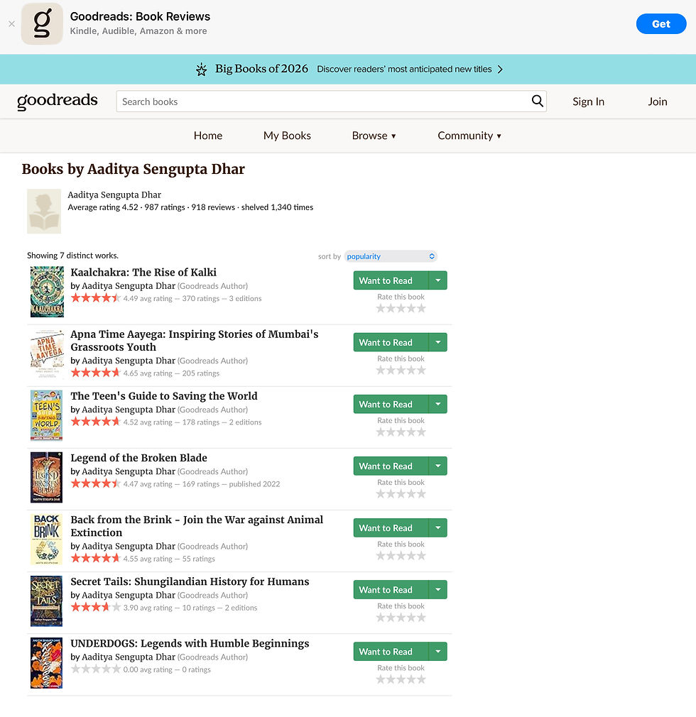 Books by Aaditya Sengupta Dhar (Author of Kaalchakra)