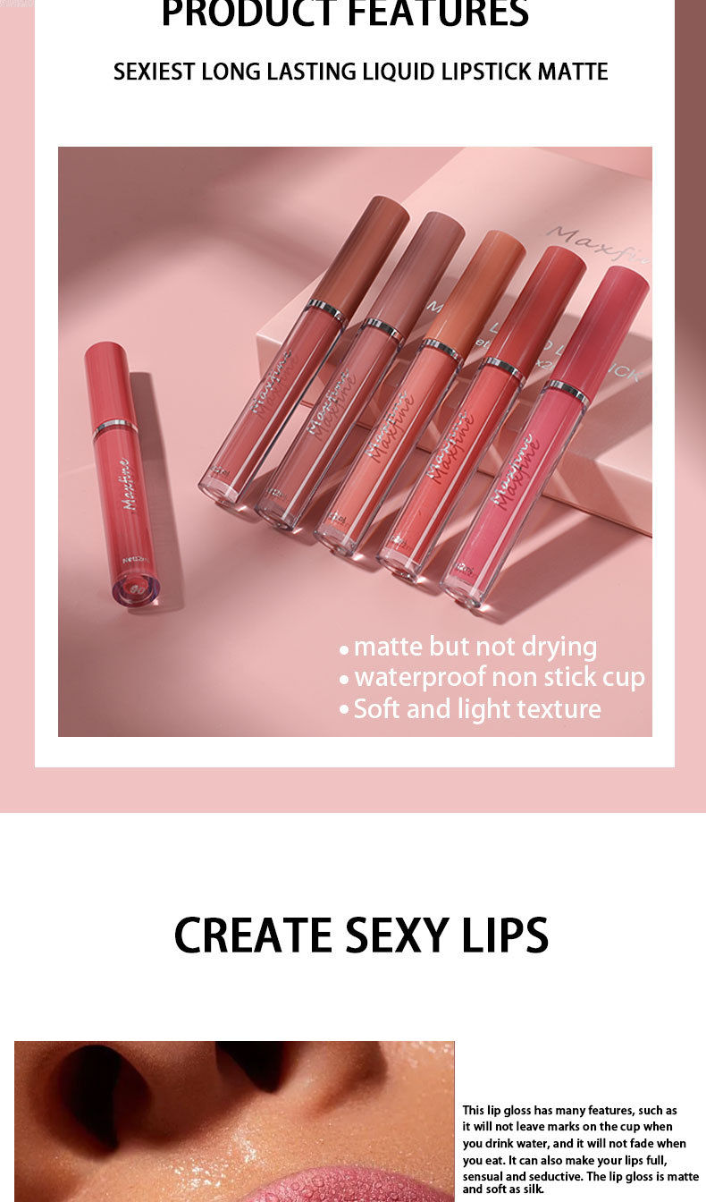 Thumbnail: Holiday Gift Box 6PC/Set Matte Velvet Lip Gloss Waterproof Moisturizing Long-las