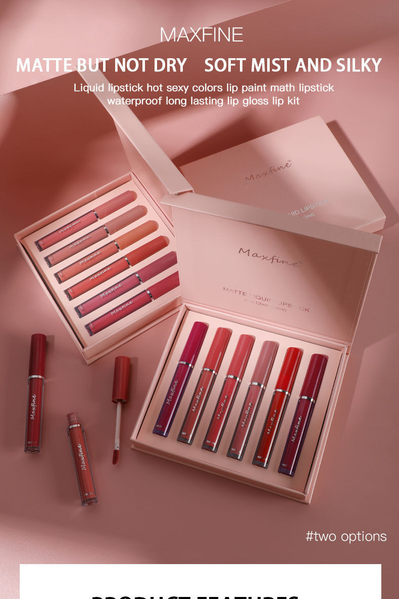 Thumbnail: Holiday Gift Box 6PC/Set Matte Velvet Lip Gloss Waterproof Moisturizing Long-las