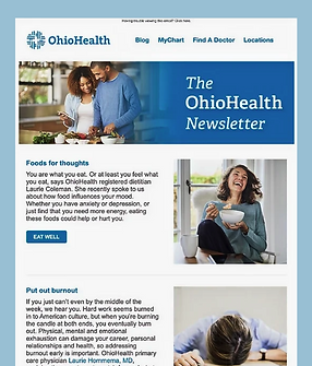 A screenshot of the OhioHealth email newsletter.