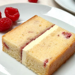 A slice of Raspberry & White Chocolate Cake