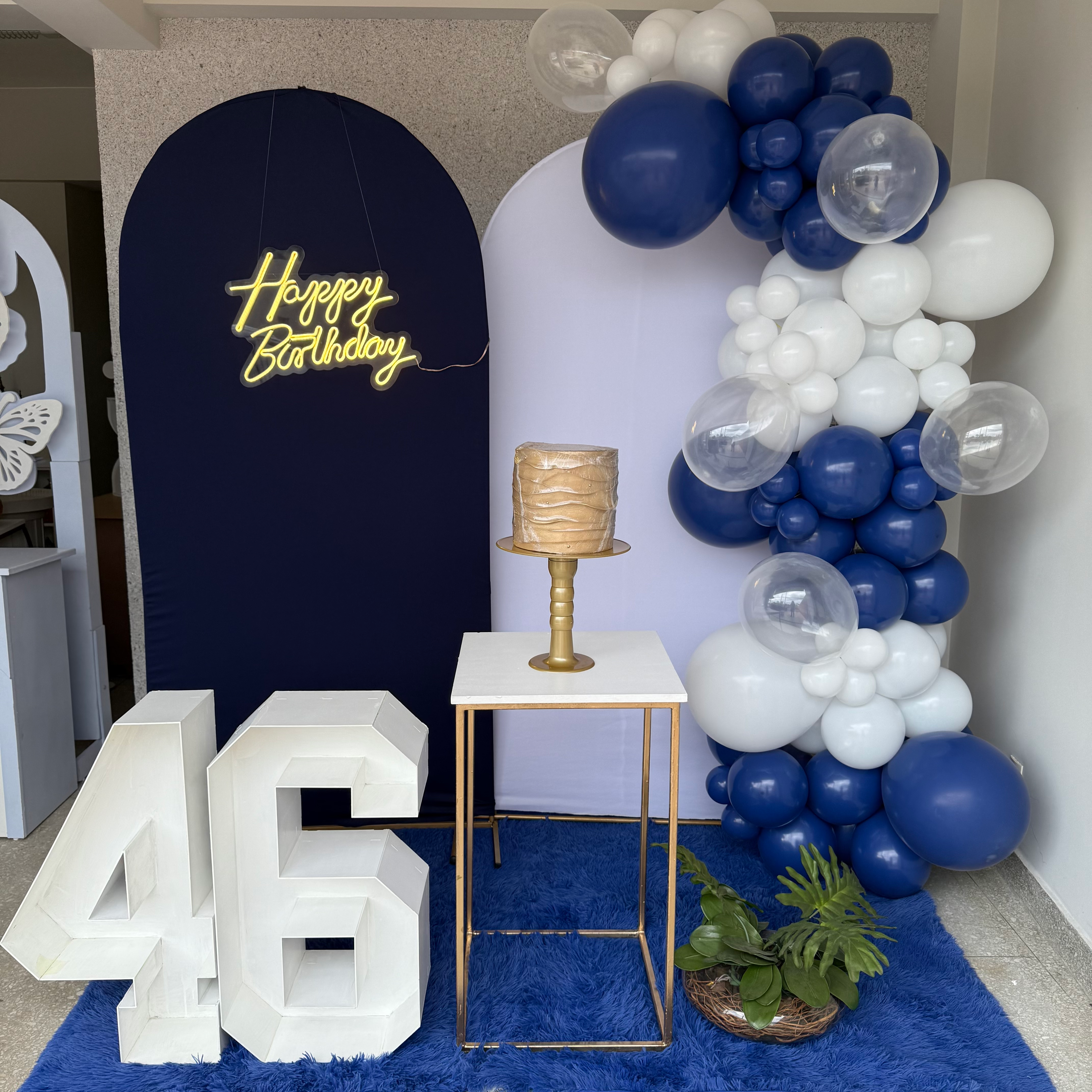 Decoração azul e branco