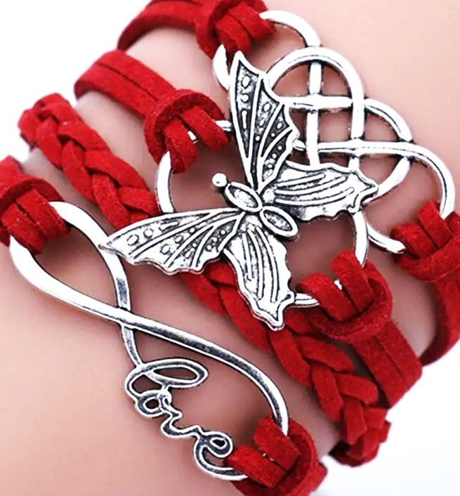 Crimson butterfly bracelet