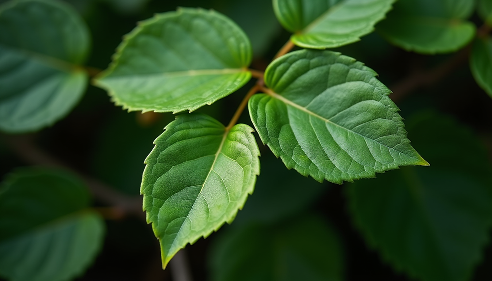 closeup image of poison ivy leaves