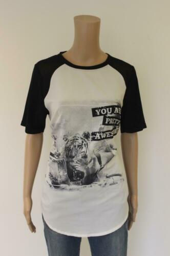 Kocca - zwart-wit t-shirt, maat L (maat 40/maat 42)