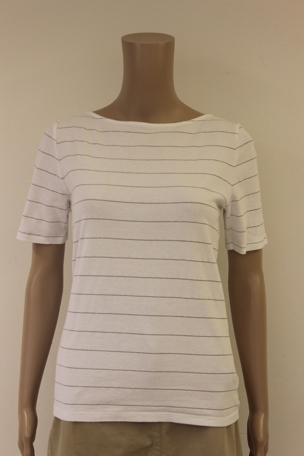 Ralph Lauren wit t-shirt met zilveren streep in maat 36