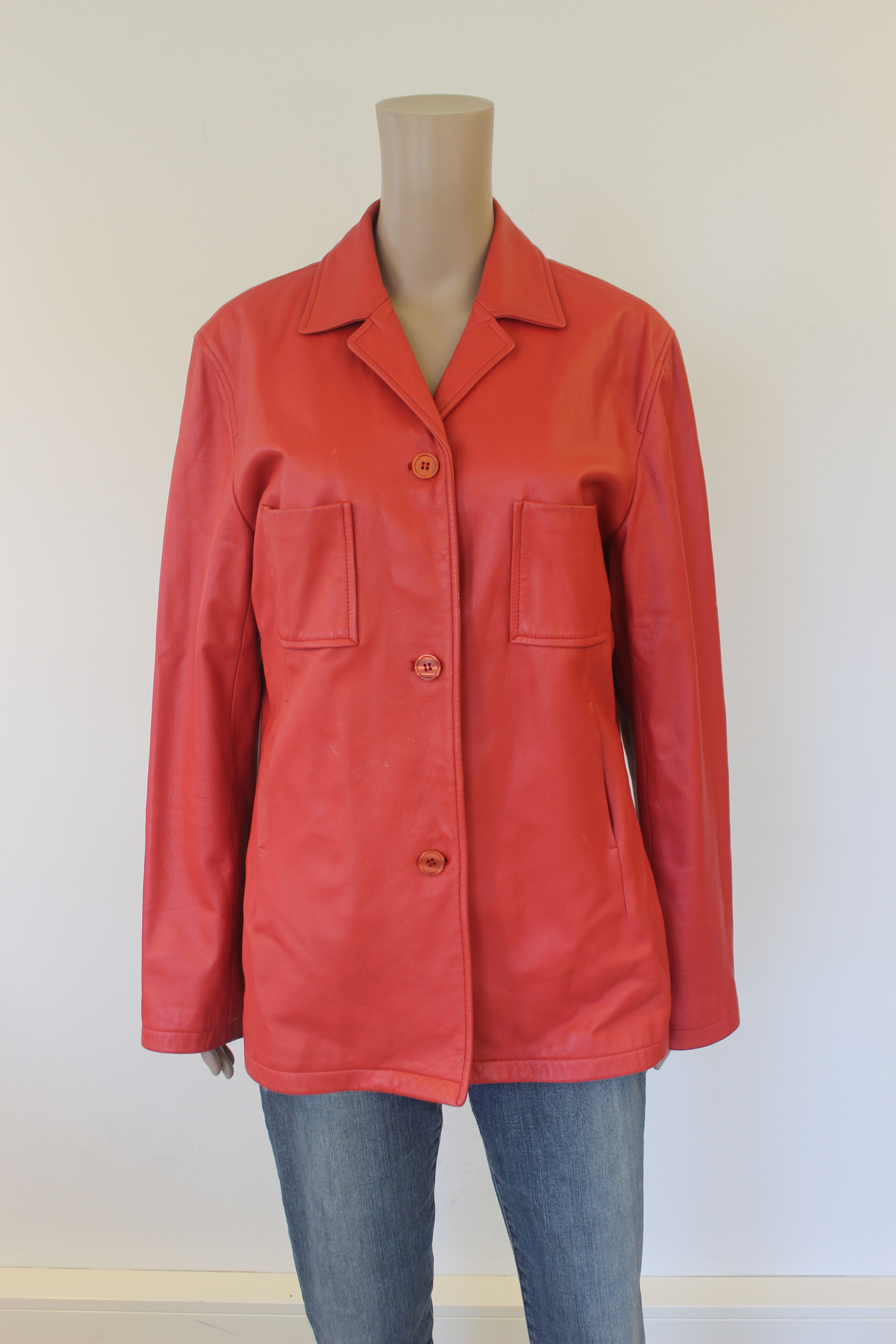 Marc Aurel rood leren jasje maat 44