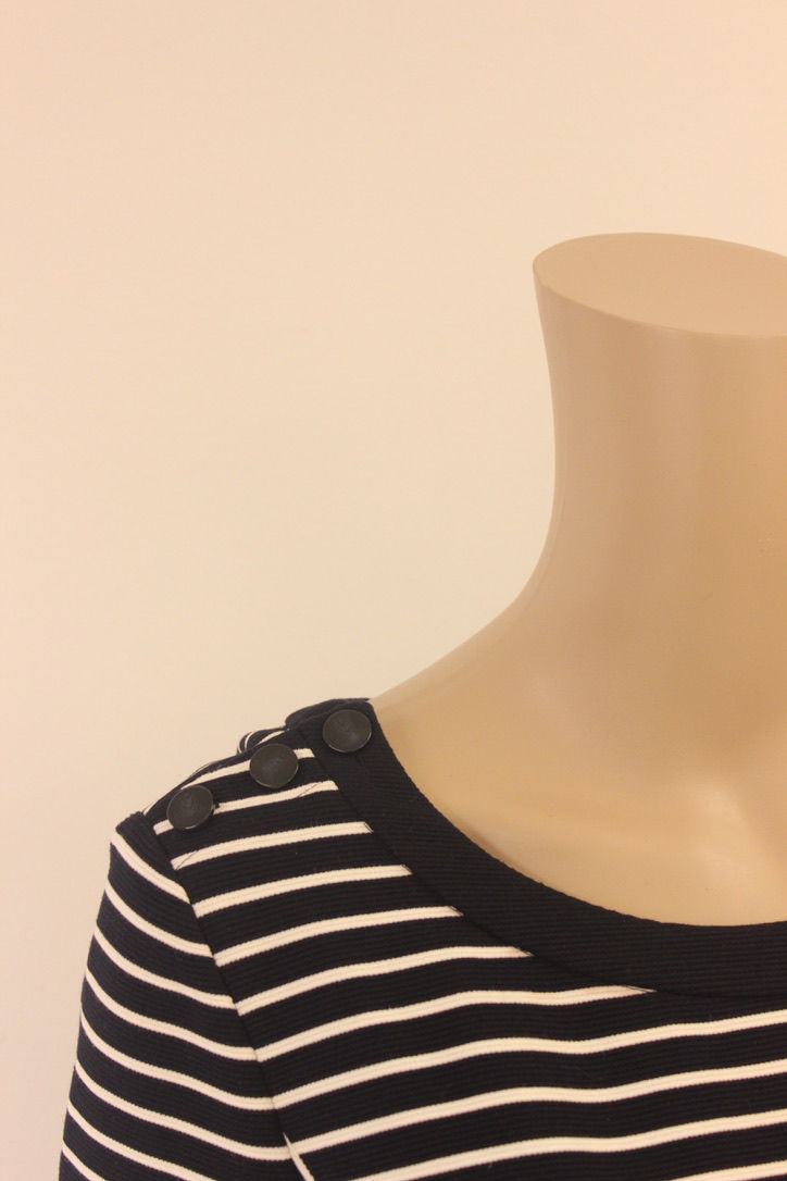 Thumbnail: Gerry Weber donkerblauw/wit gestreepte jurk maat 38