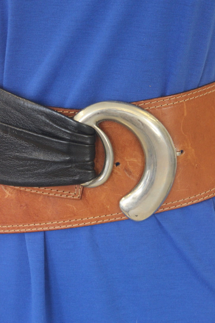 Thumbnail: Zwart-bruin leren riem