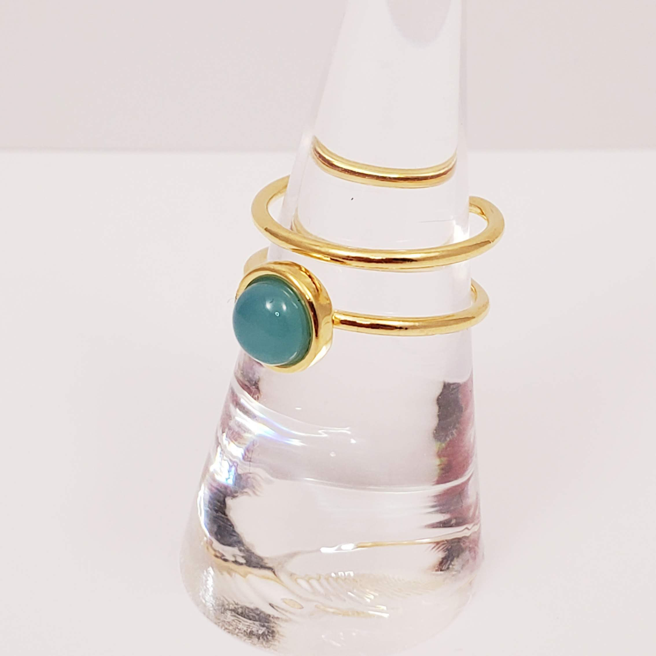Gold BLUE SKY AGATE minimalist gold ring