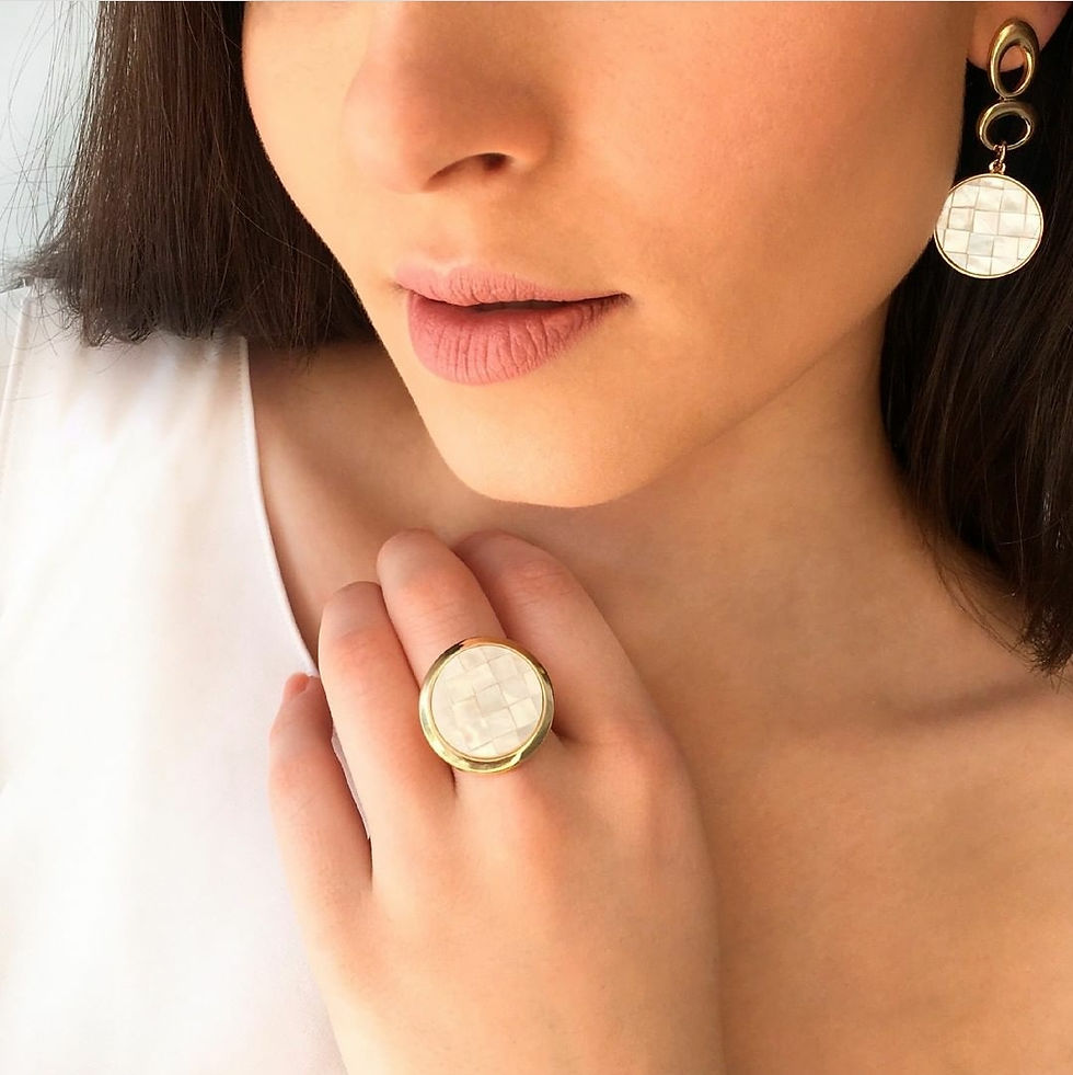Thumbnail: Gold MOTHER OF PEARL ring sizes 6