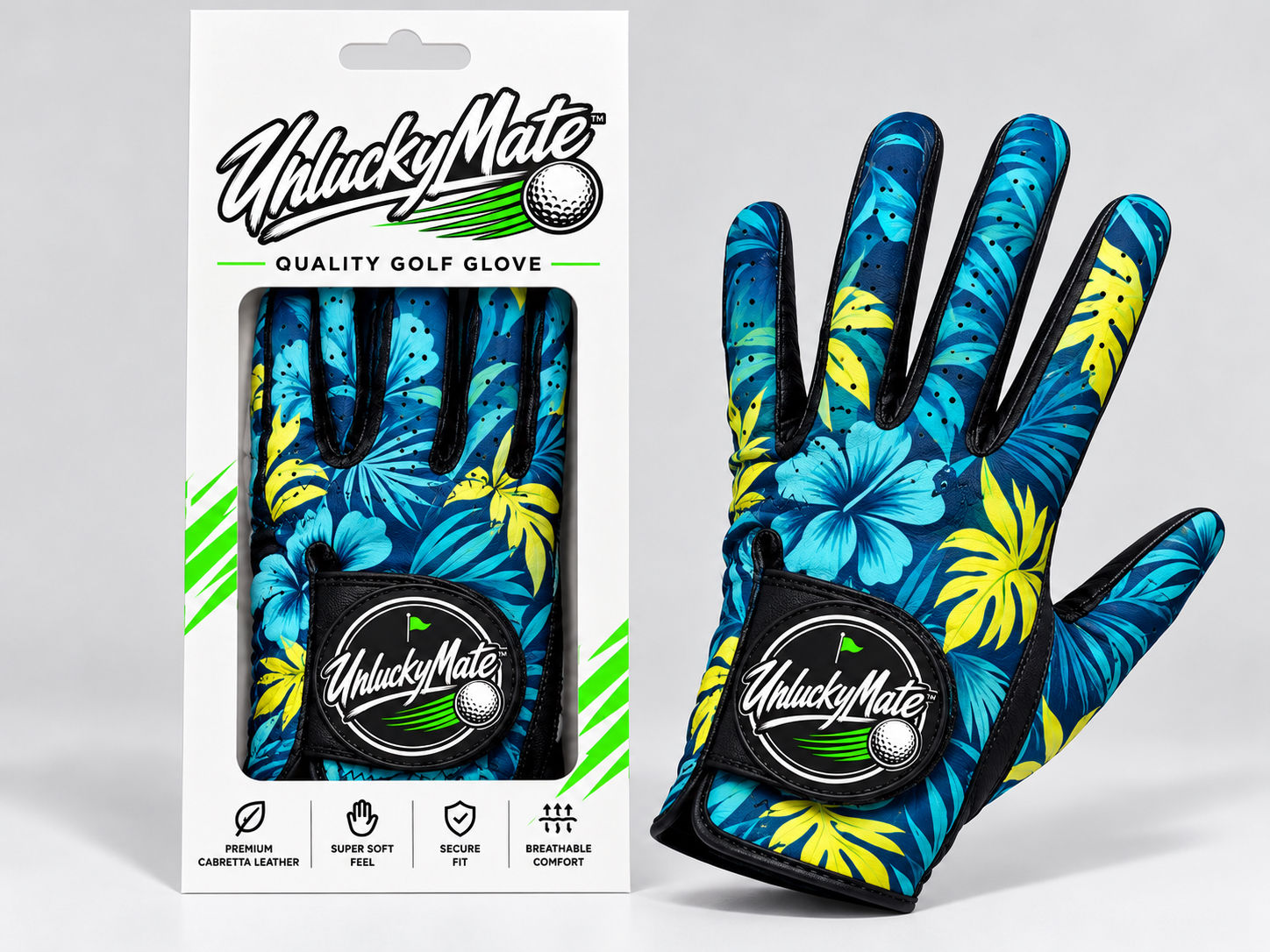 Ladies Blue Floral Golf Glove original
