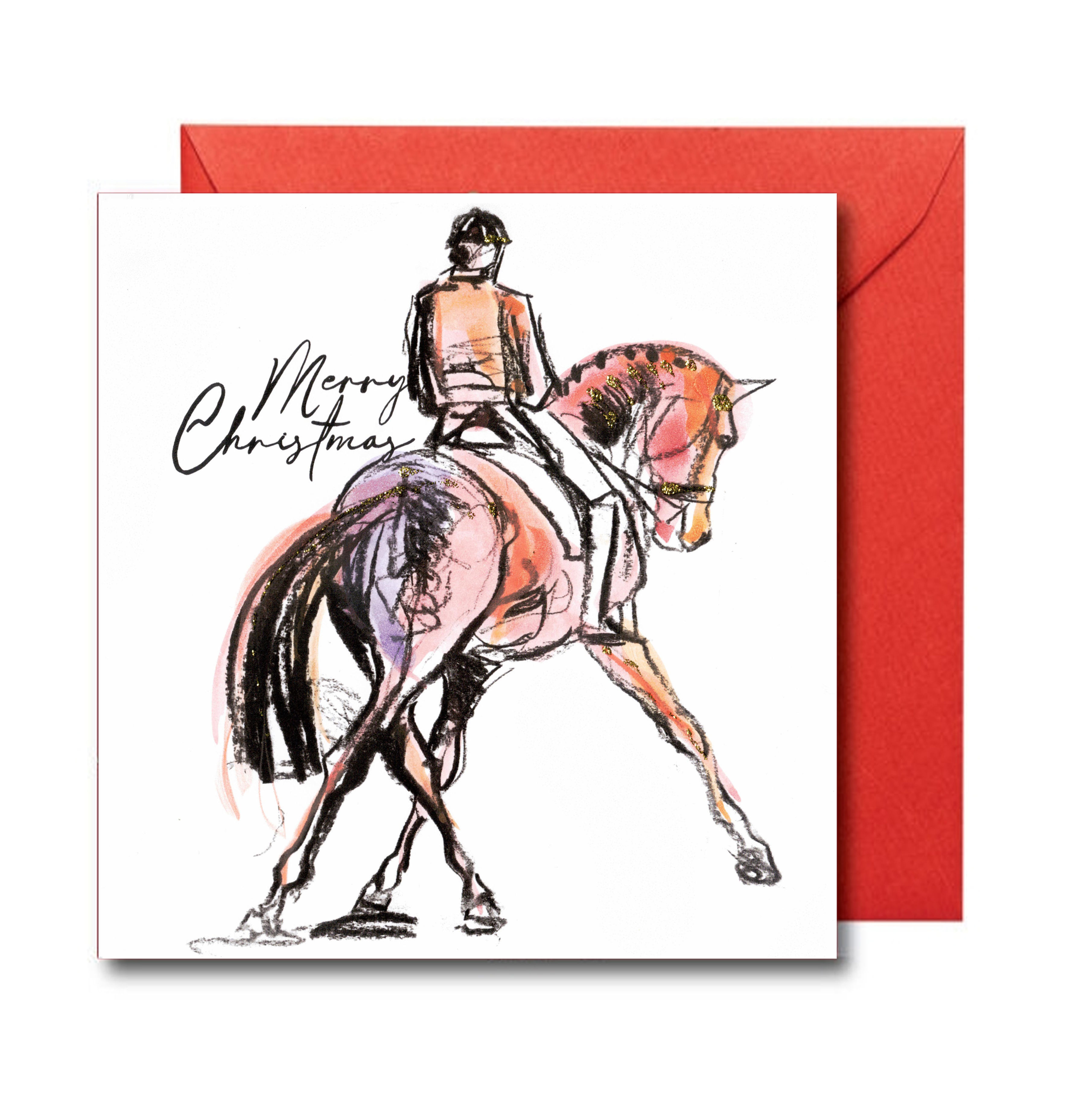 Christmas Card - Dressage from Behing by Leonie Varisco Art of Equesrian