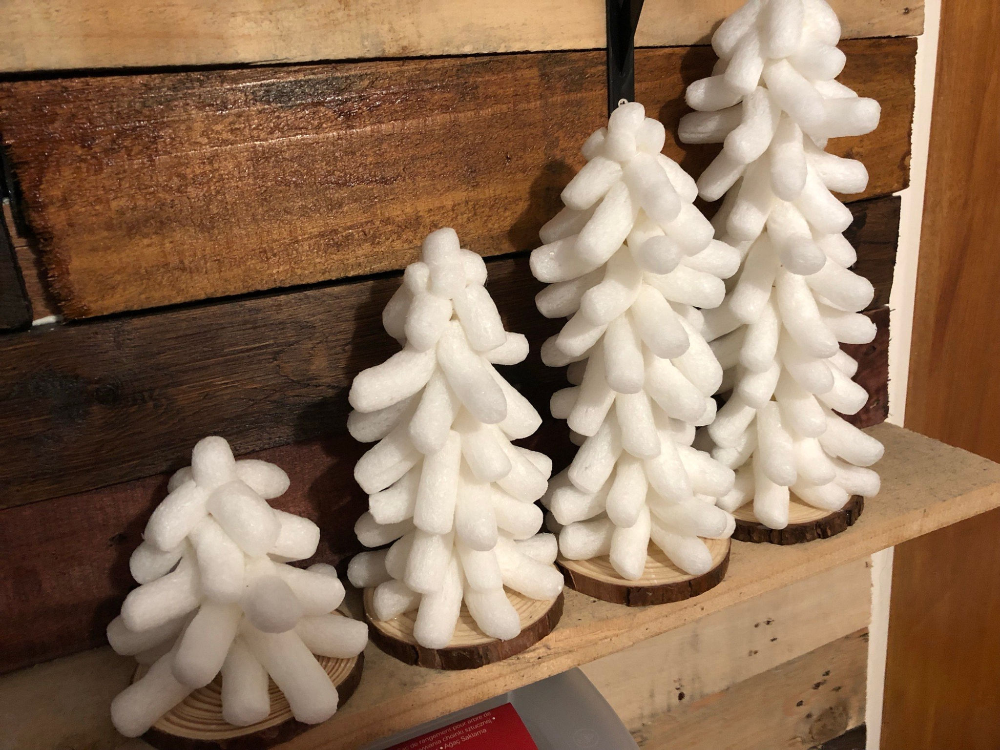 White Christmas trees set of four