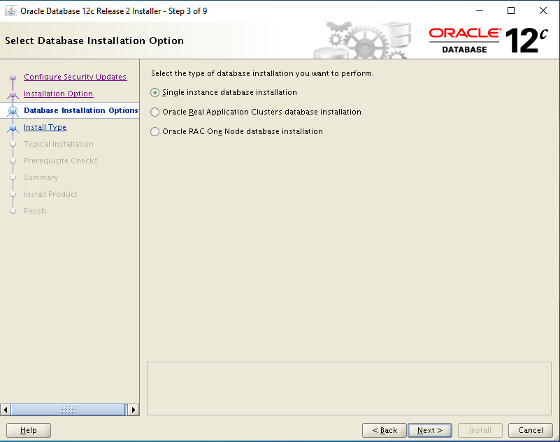oracle 12c install single instance database