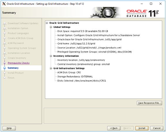 oracle grid infrastructure summary