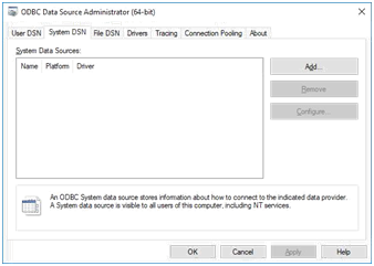 odbc data source administrator - system data sources