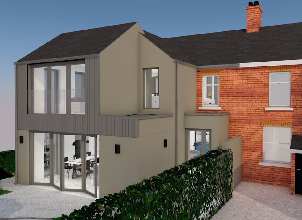 this photograph shows a new extension to an old home