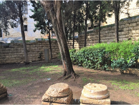 The far-left side of the square