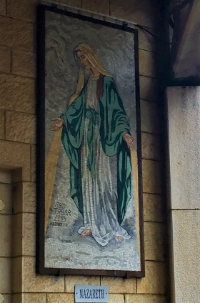 Just inside the church is a large mosaic of the Virgin Mary. This is Her church.