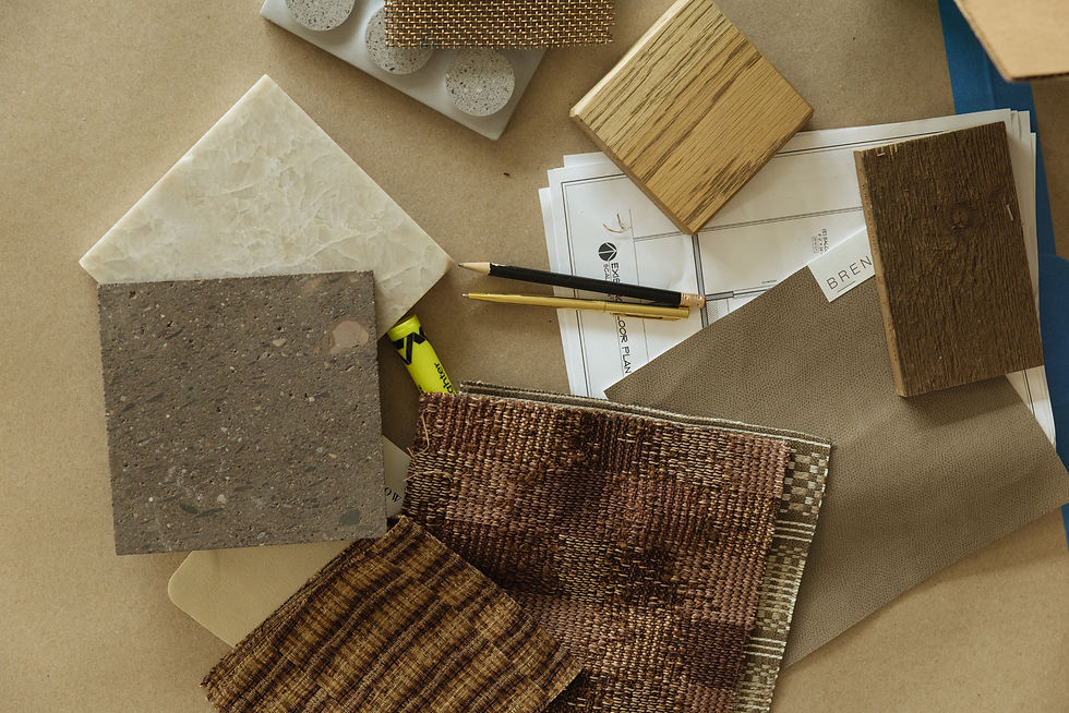 Interior design materials and residential home plans.