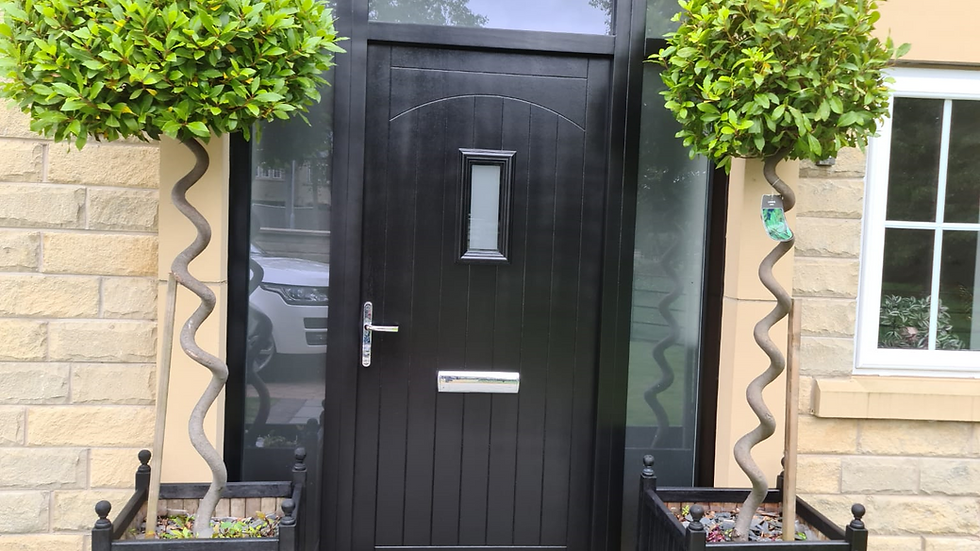 Black Front Door Freshly Spray Painted