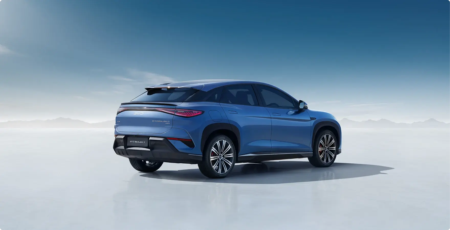 Modern blue SUV, rear view