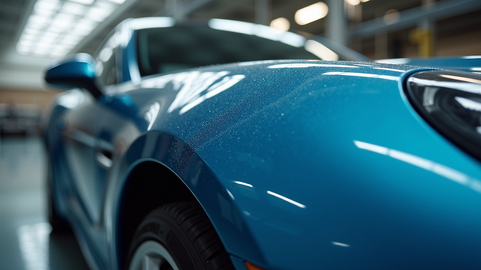 Eye-level view of a freshly coated car showcasing a stunning shine
