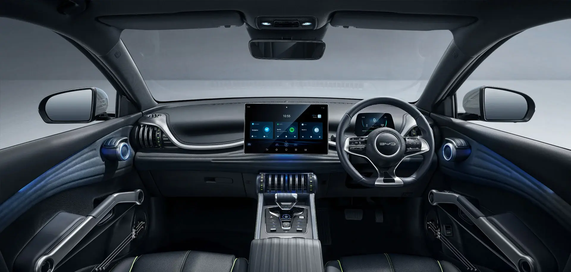 Interior of BYD Shark 6 with large touchscreen display