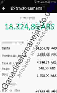 Resumen de ganancias semanal de chofer Uber