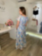 Miniatura: Vestido midi floral de encaje azul