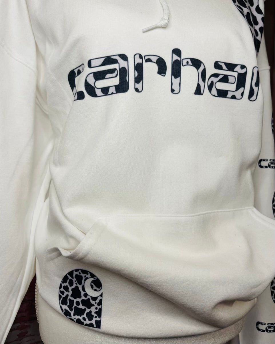 Thumbnail: Cow Print Stacked Logo Hoodie