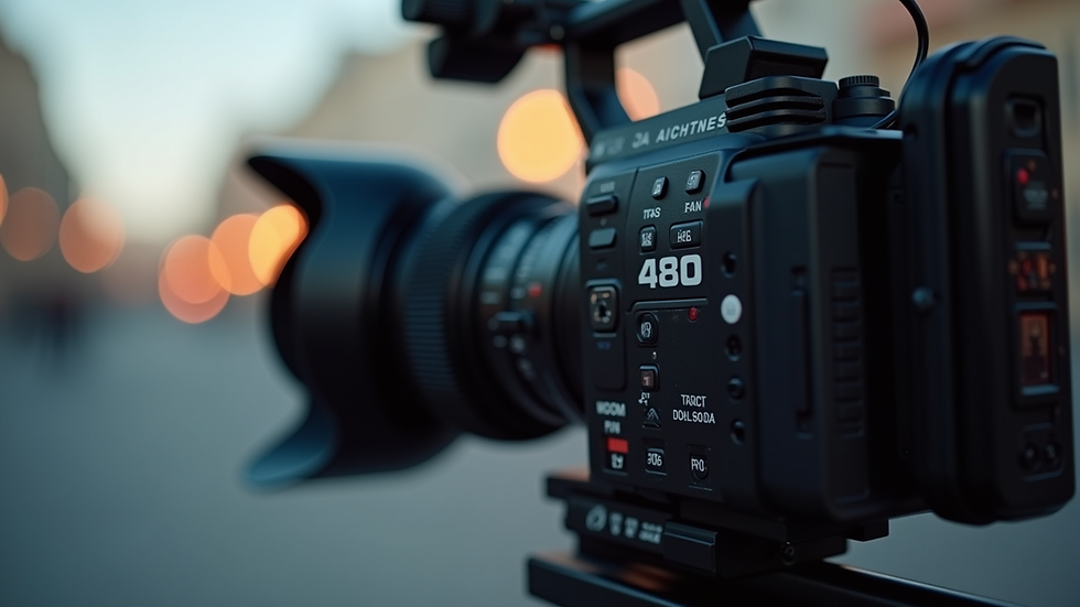 Close-up view of a camera setup for video recording