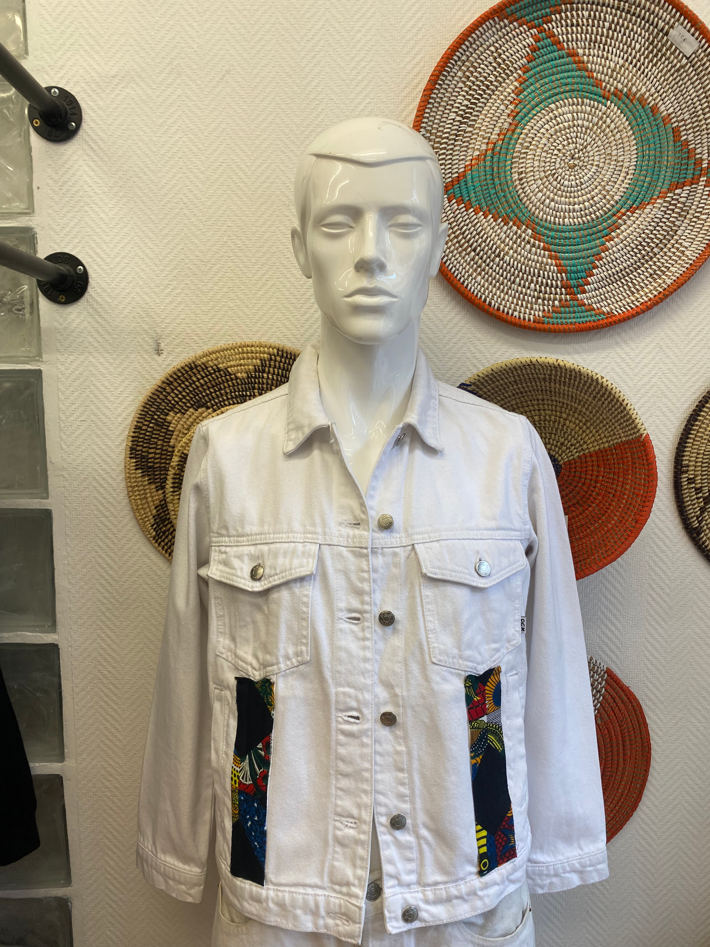 veste en jean et en bogolan