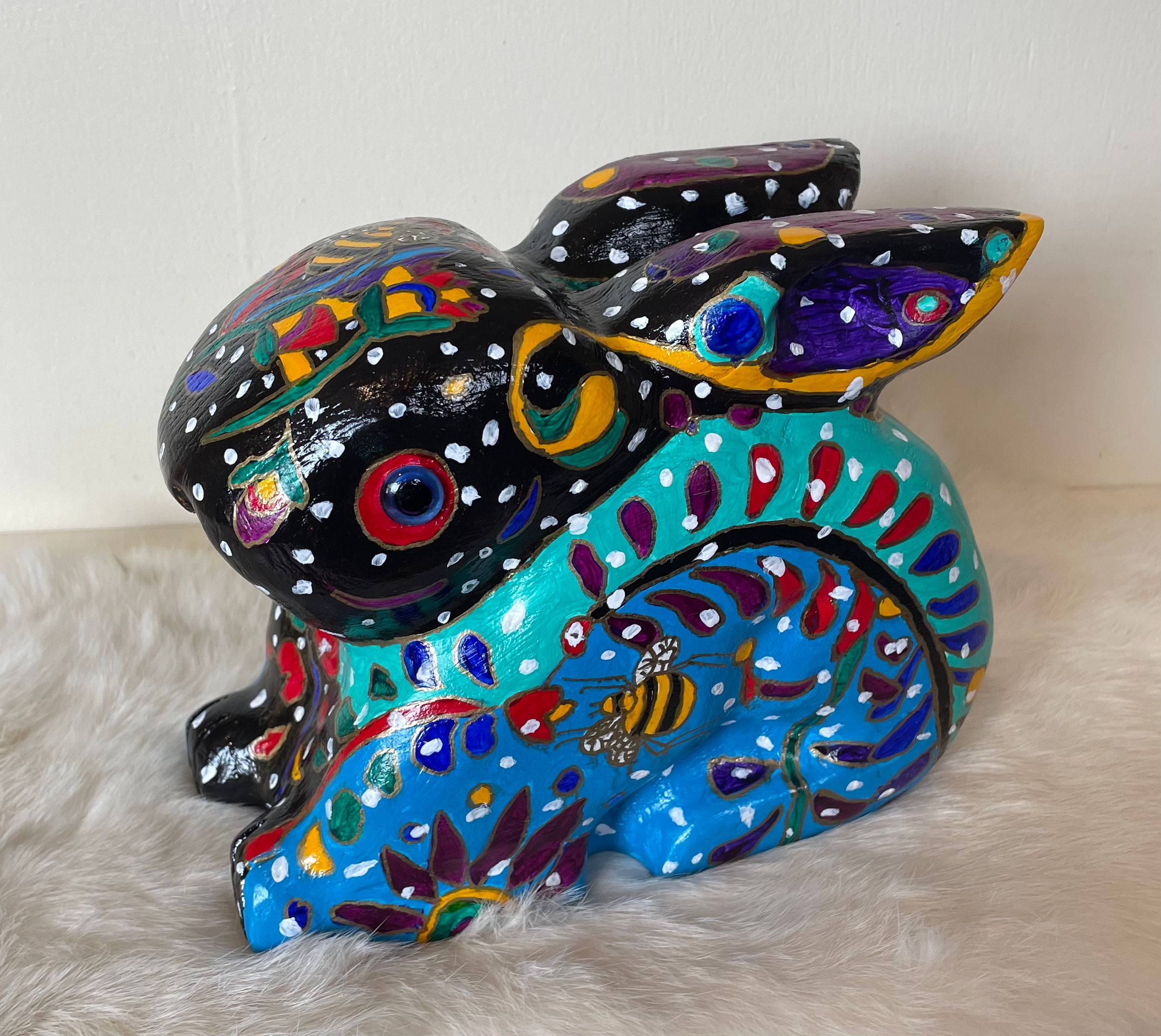 Hand carved Bunny, hand painted